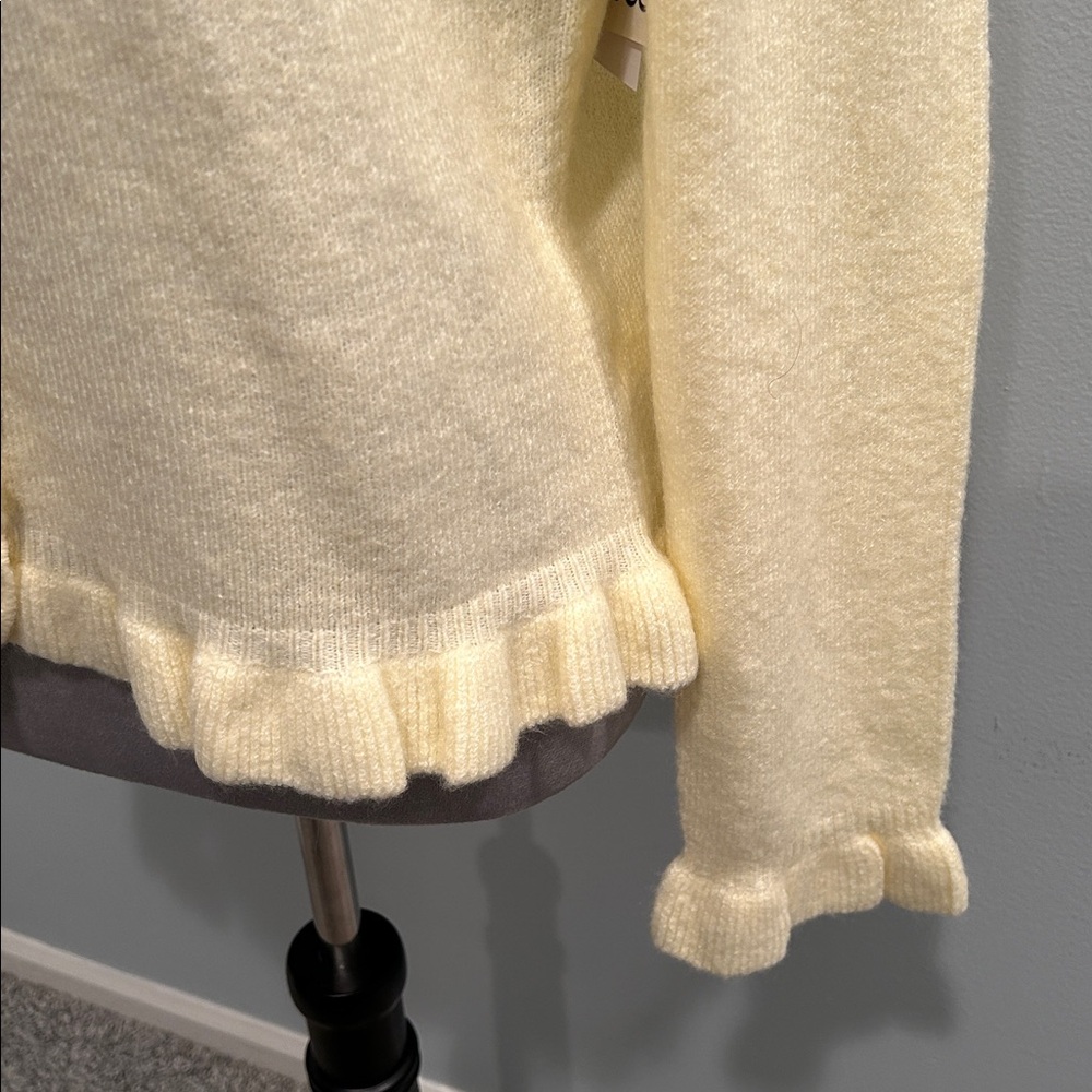 Cece Buttercream Yellow Ruffled Cardigan M - Picture 3 of 3